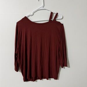 Aeropostale Burgundy Off-Shoulder Long Sleeve Top